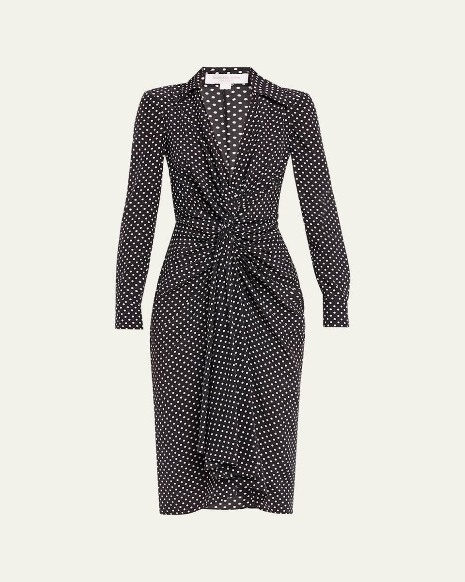Polka Dot Gathered Midi Dress