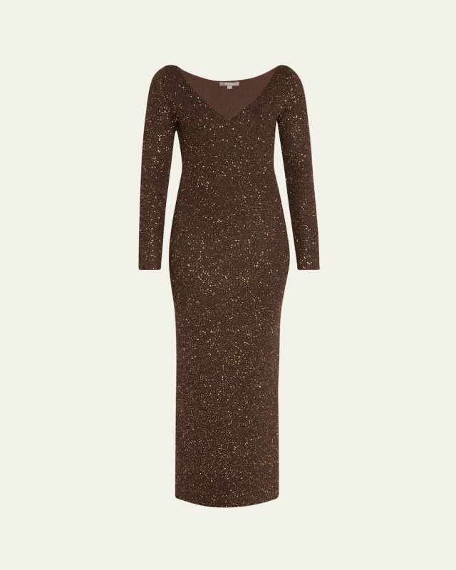 Sequin Maxi Dress with Low-Cut Back