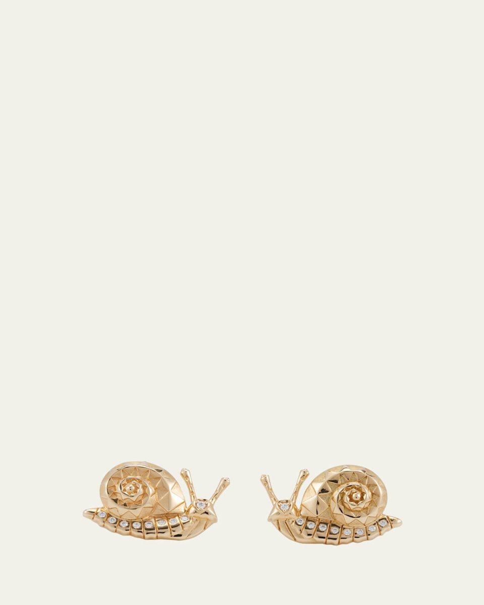 Snail Stud Earrings with Diamonds