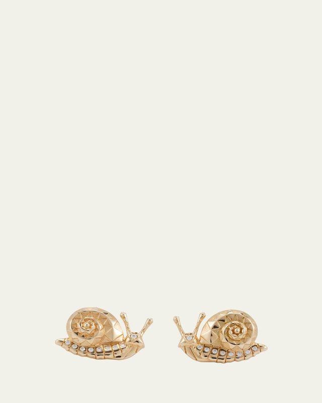 Snail Stud Earrings with Diamonds