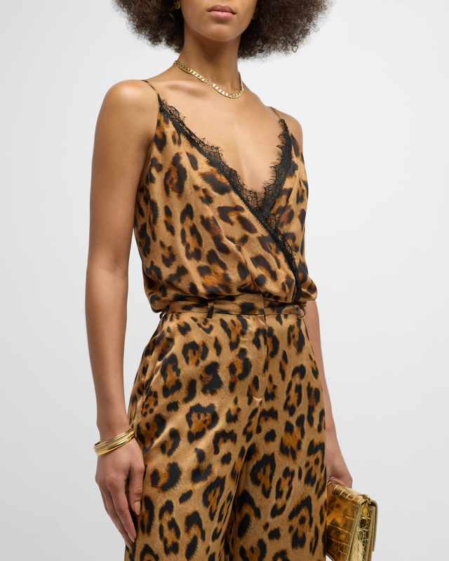 Jaxon Leopard Lace-Trim Bodysuit