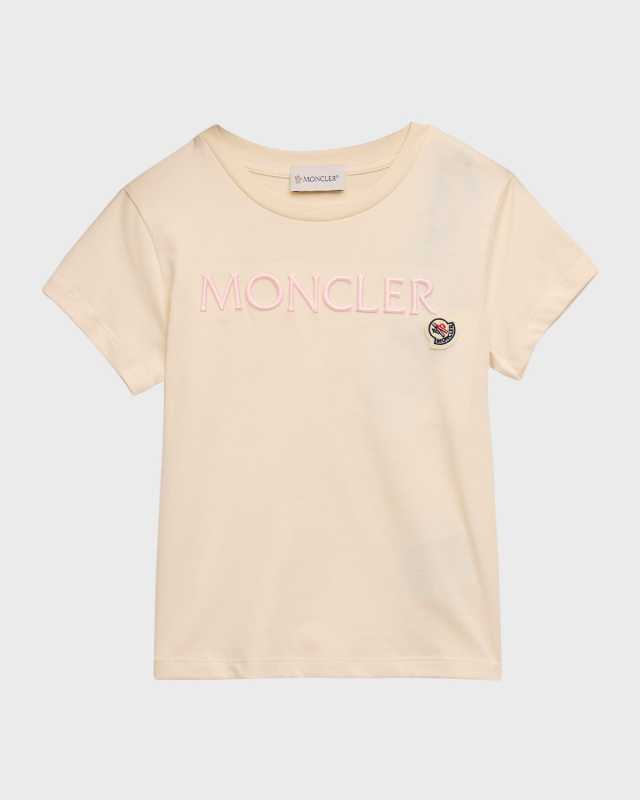 Girl's Embroidered Logo Cotton Short-Sleeve T-Shirt, Size 4-6