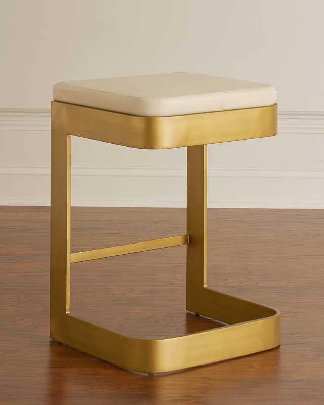 Jordan Leather & Brass Counter Stool
