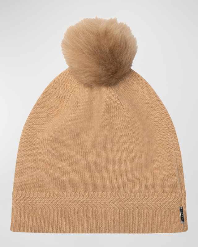 Knit Cashmere Toscana Lamb Pom Beanie