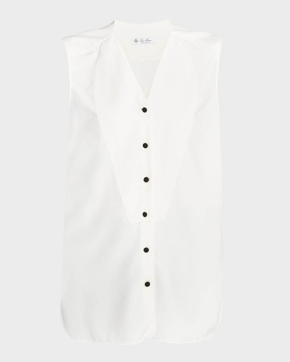Caylee Silk Dyed Button-Front Blouse
