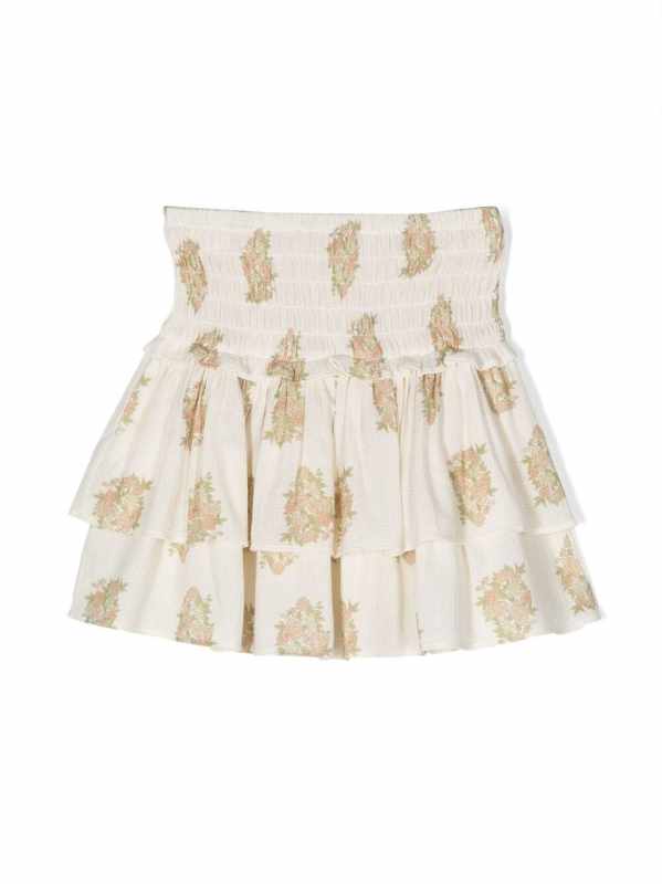 floral-print layered skirt