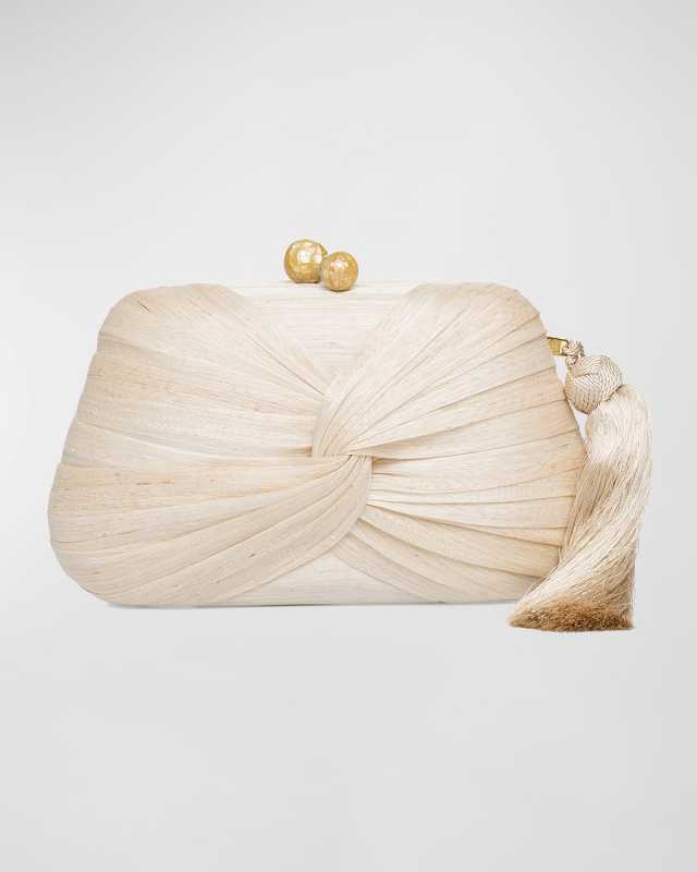 Rosie Draped Tasesel Straw Clutch Bag