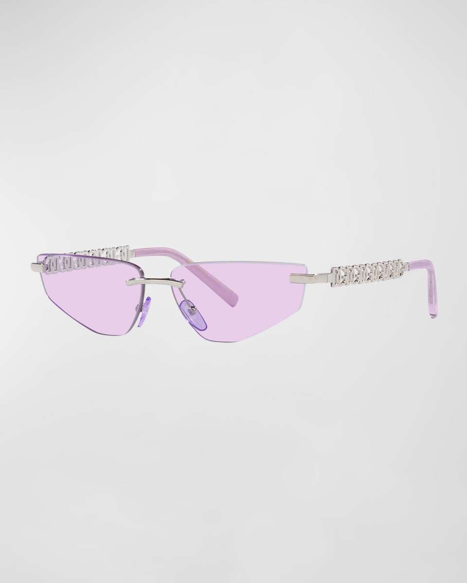 Interlocking DG Rimless Metal Cat-Eye Sunglasses