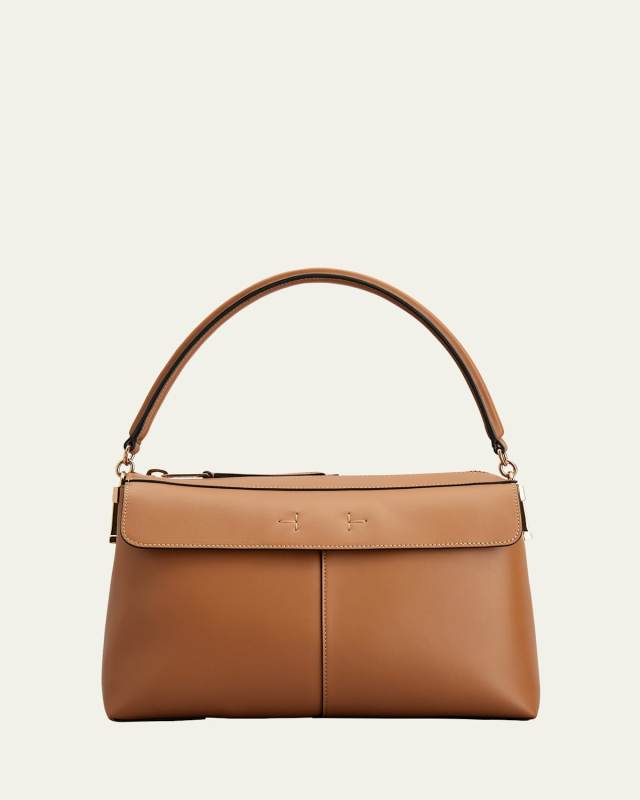 Zip Leather Top-Handle Bag