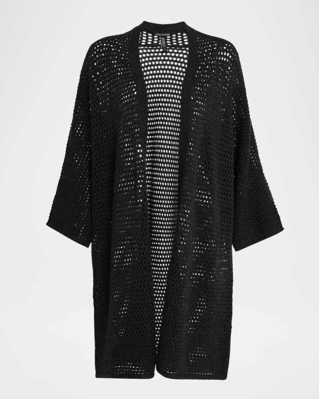 Open-Knit Merino Wool Cardigan