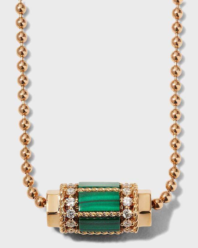 18k Rose Gold Diamond & Malachite Pendant Necklace