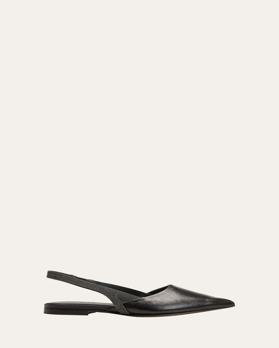 Leather Monili Slingback Ballerina Flats