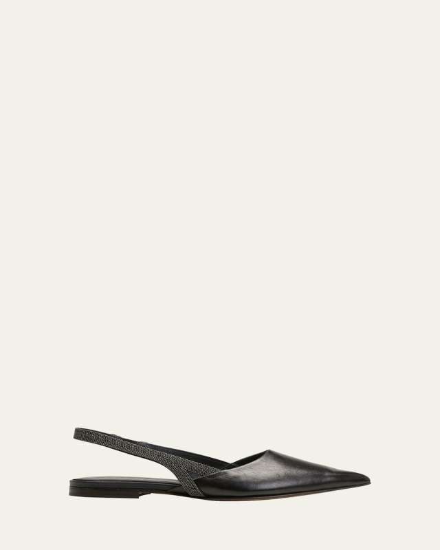 Leather Monili Slingback Ballerina Flats