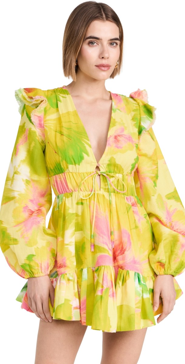 Hemant and Nandita Short Dress Yellow Floral