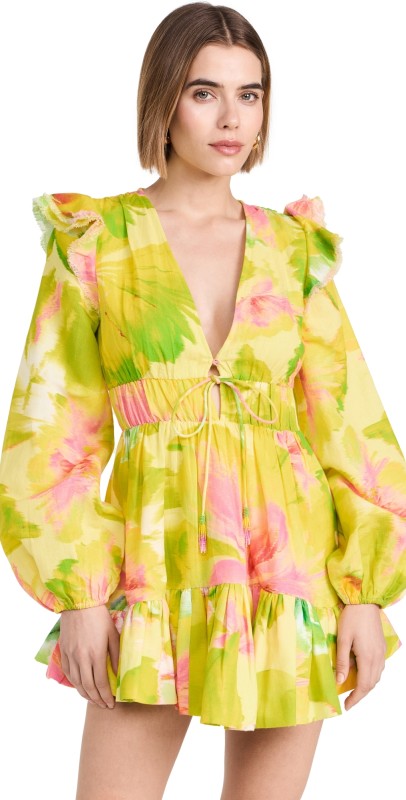 Hemant and Nandita Short Dress Yellow Floral