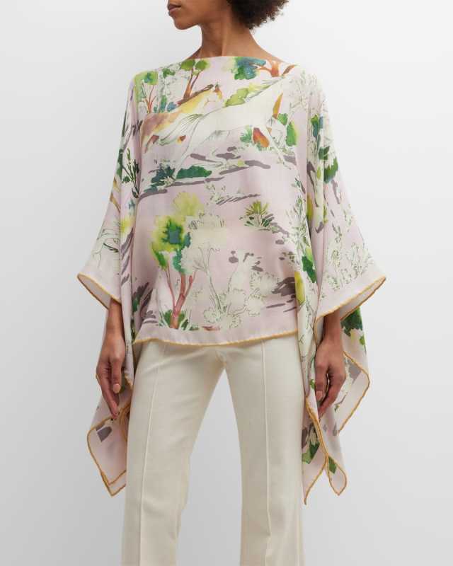 Ponies Cashmere-Blend Poncho