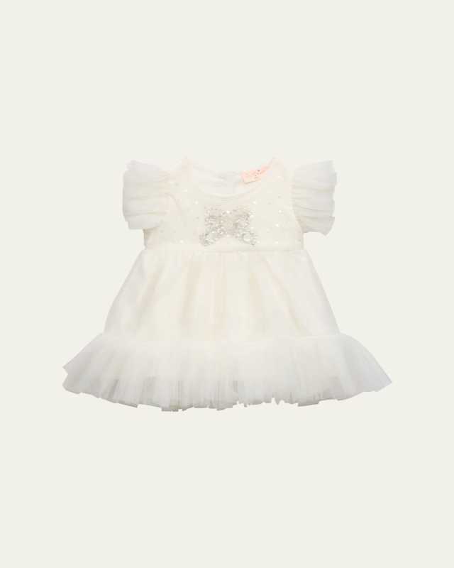 Girl's Sequined Bow Tulle Dress, Size 0M-24