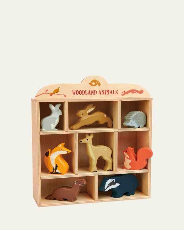 Kid's 8-Piece Woodland Animals Toy Set w/ Display Shelf