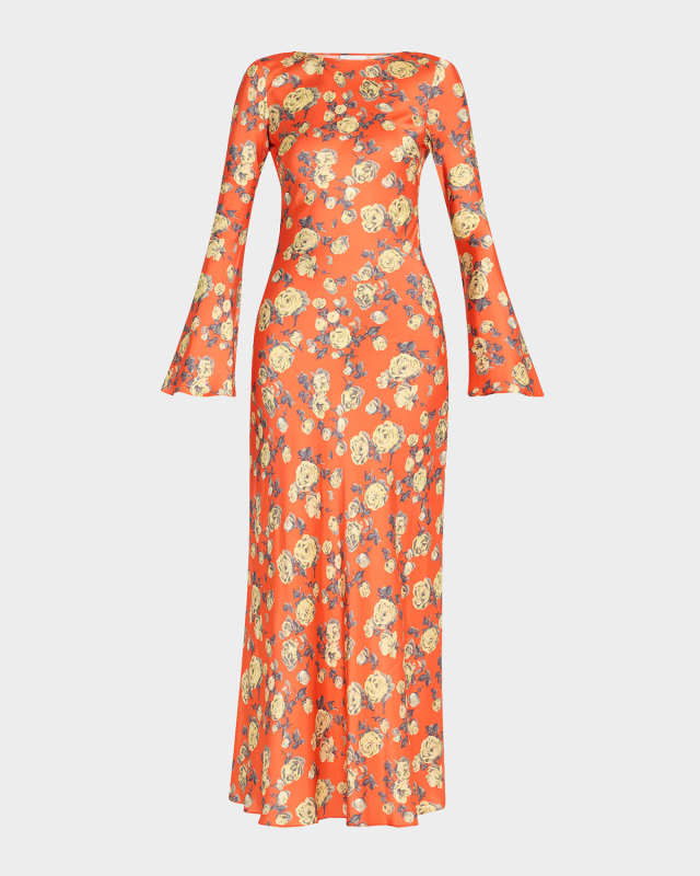Floral Satin Maxi Dress