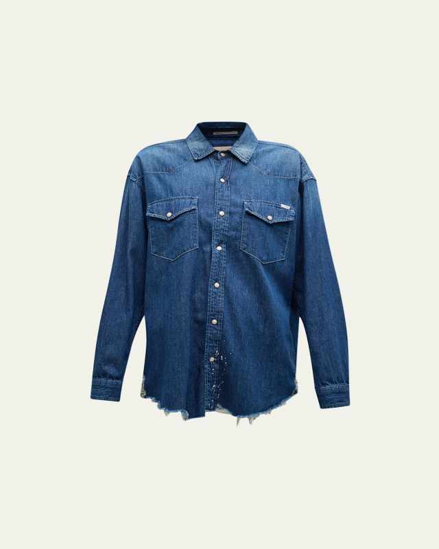 The Western Distressed Denim Overshirt