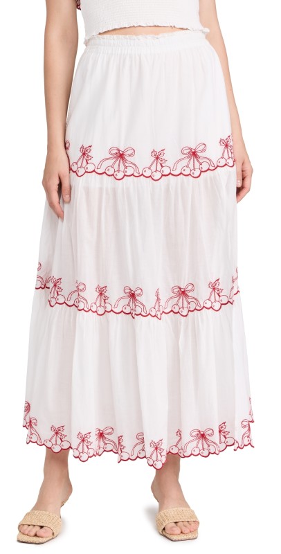 LoveShackFancy Jemila Skirt Candy Red