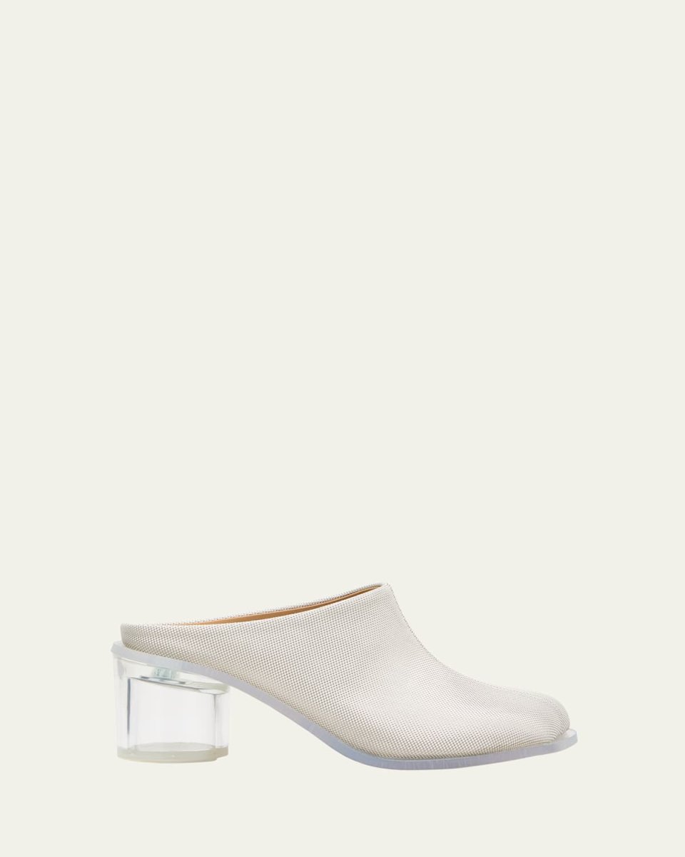 Cotton Clear-Heel Slide Mules