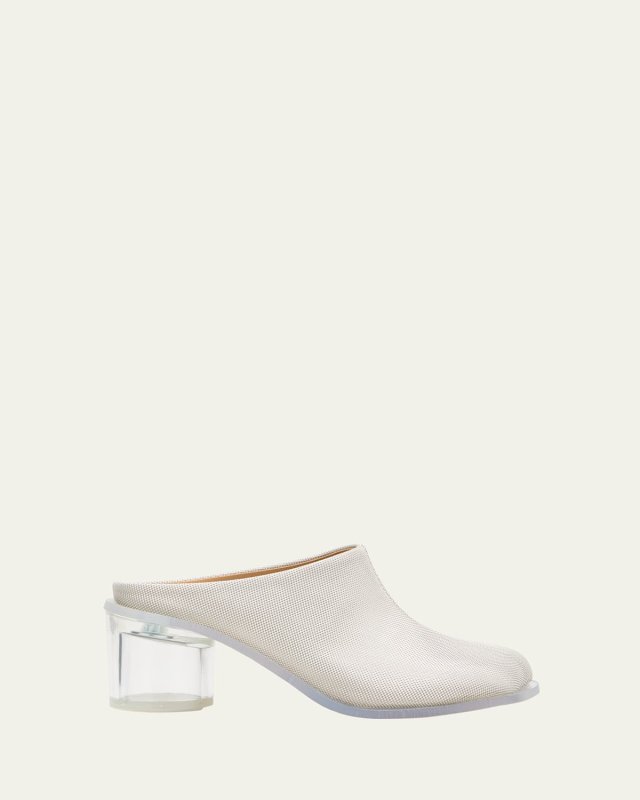 Cotton Clear-Heel Slide Mules