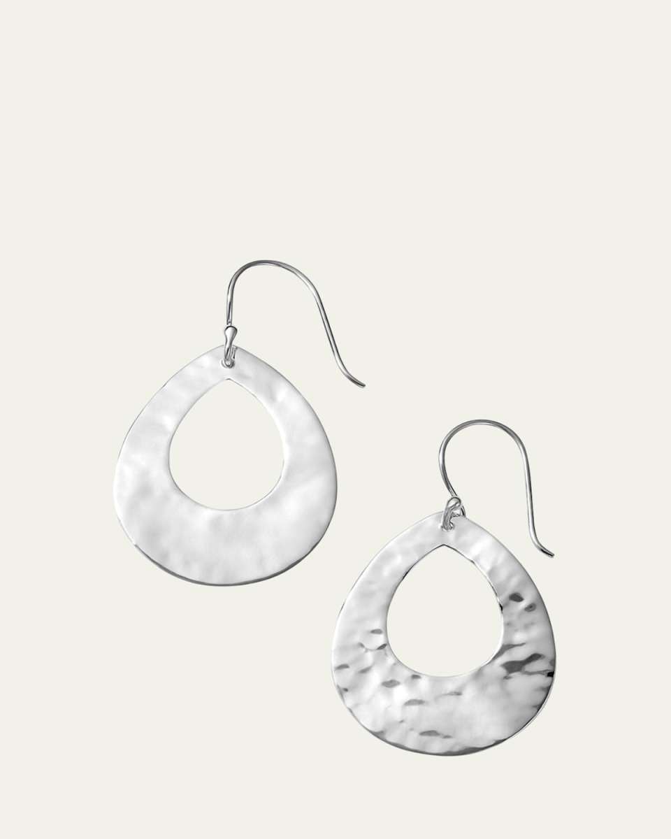 Crinkle Small Open Teardrop Earrings in Sterling Silver