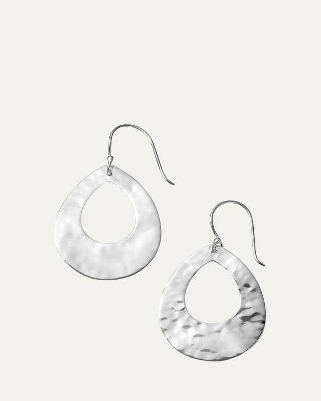 Crinkle Small Open Teardrop Earrings in Sterling Silver