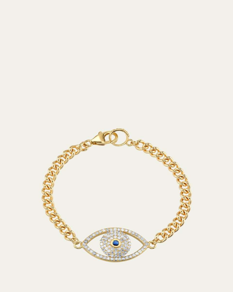 5mm 14k Diamond Evil Eye Chain Bracelet