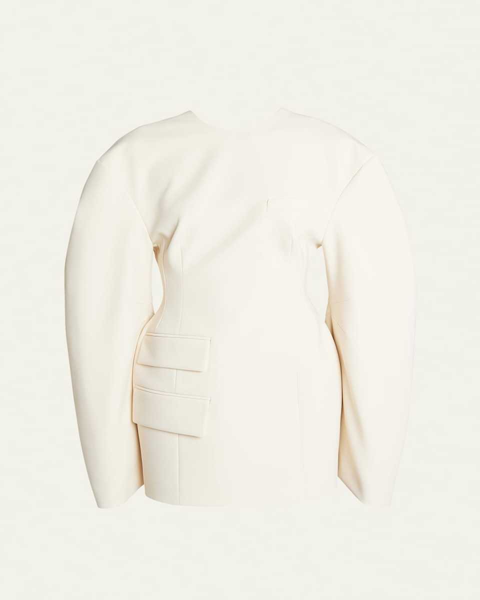 Tailored Round-Sleeve Mini Dress