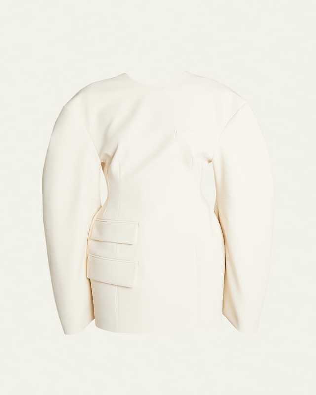 Tailored Round-Sleeve Mini Dress