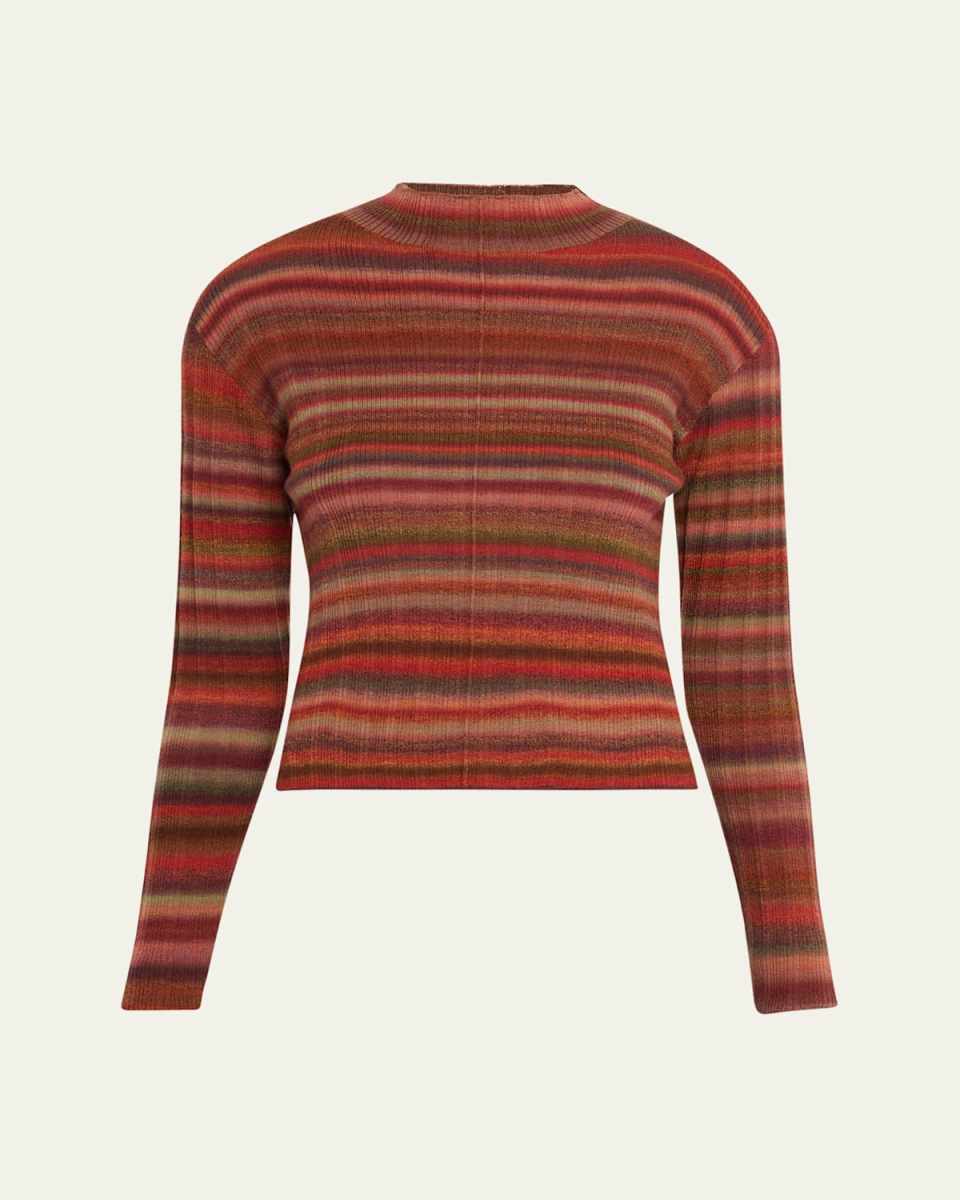 Stripe Mock-Neck Sweater