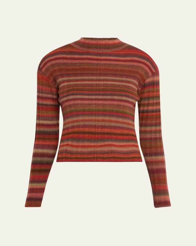 Stripe Mock-Neck Sweater