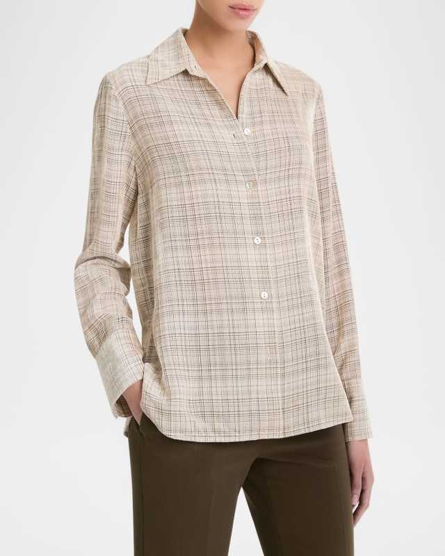 Plaid Button-Front Shirt