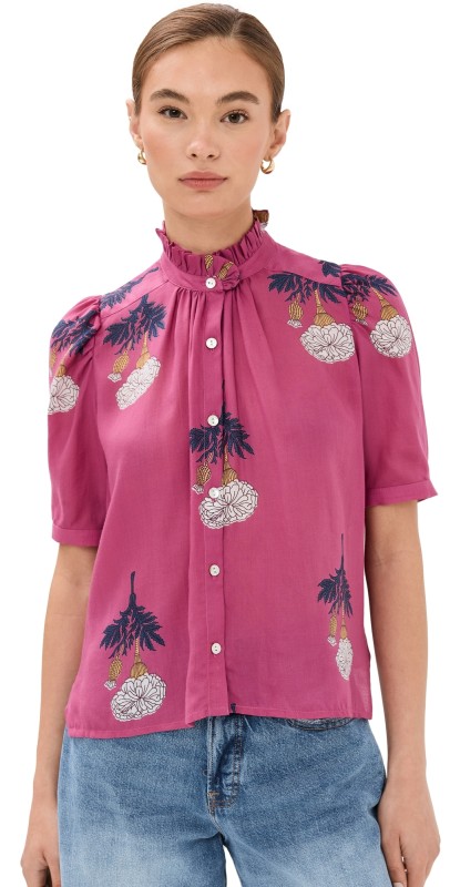 Alix of Bohemia Winn Hibiscus Rose Shirt Orange