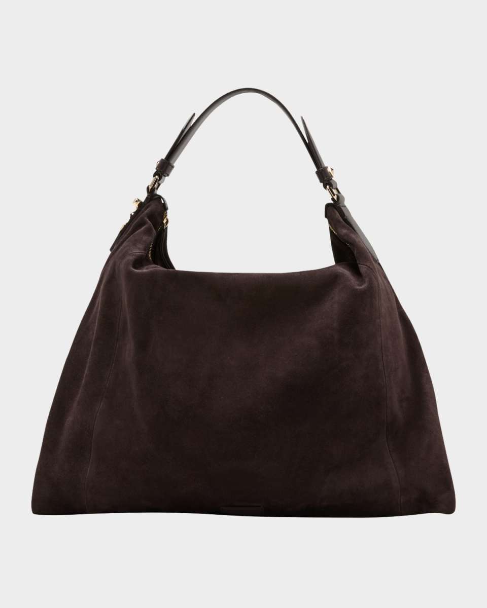 Ana Zip Suede Hobo Bag