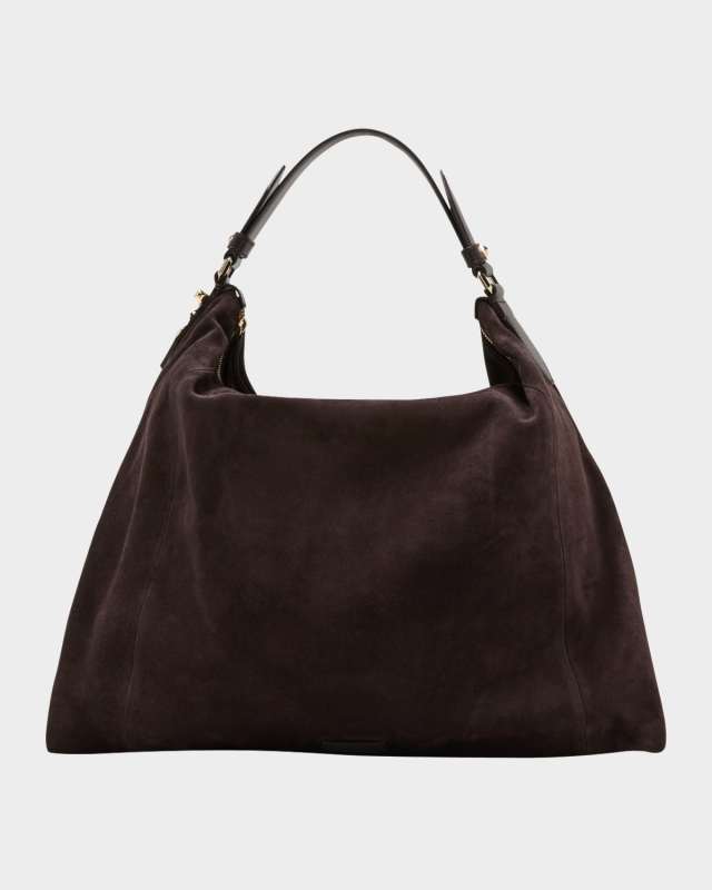 Ana Zip Suede Hobo Bag
