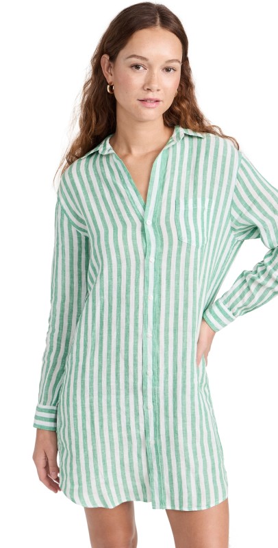 Frank & Eileen Classic Shirtdress Green Stripe