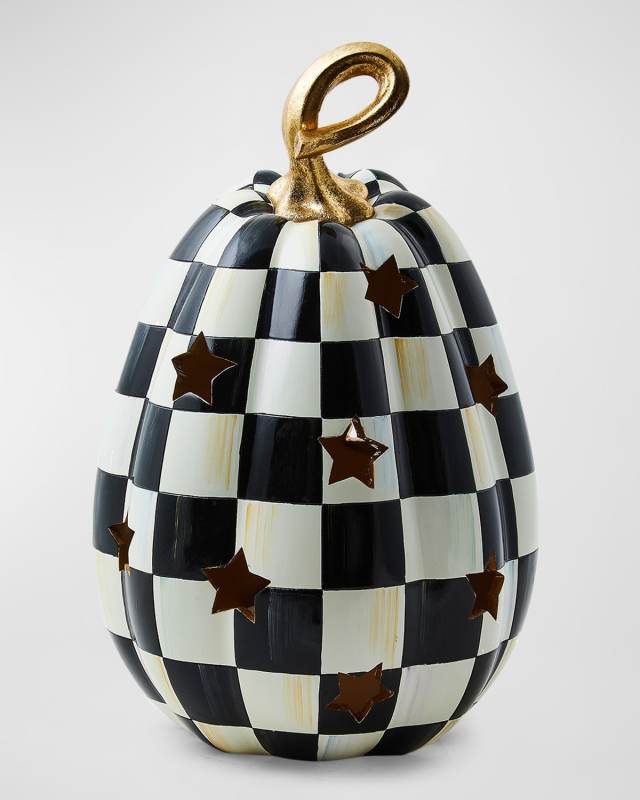 Courtly Check Illuminated Tall Star Pumpkin, 15.7"