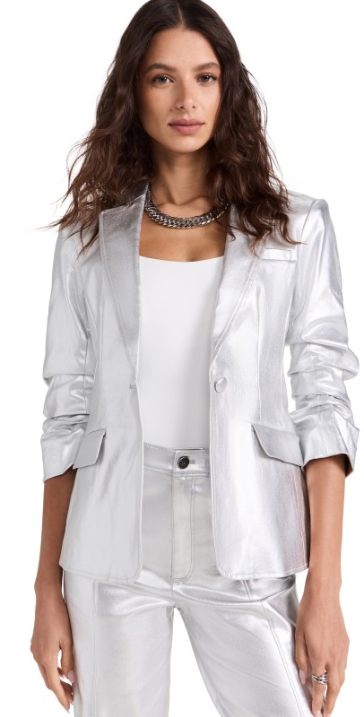 Cinq à Sept Foiled Khloe Blazer Silver