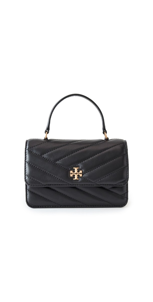 Tory Burch Kira Chevron Mini Top Handle Chain Wallet Black