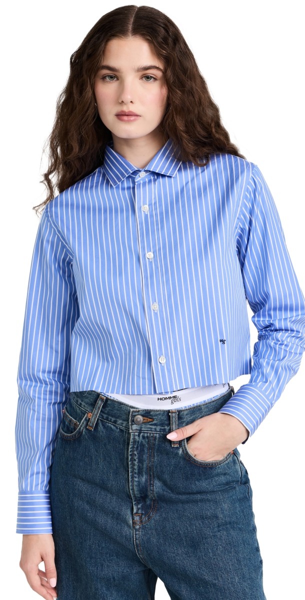HOMMEGIRLS Cropped Shirt Classic Stripe