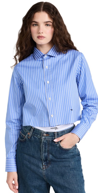 HOMMEGIRLS Cropped Shirt Classic Stripe