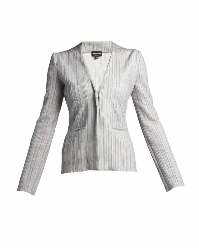 Metallic Plisse Knit Jacket