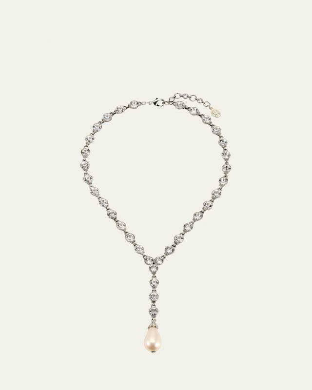 Crystal Lariat with Pearly Drop