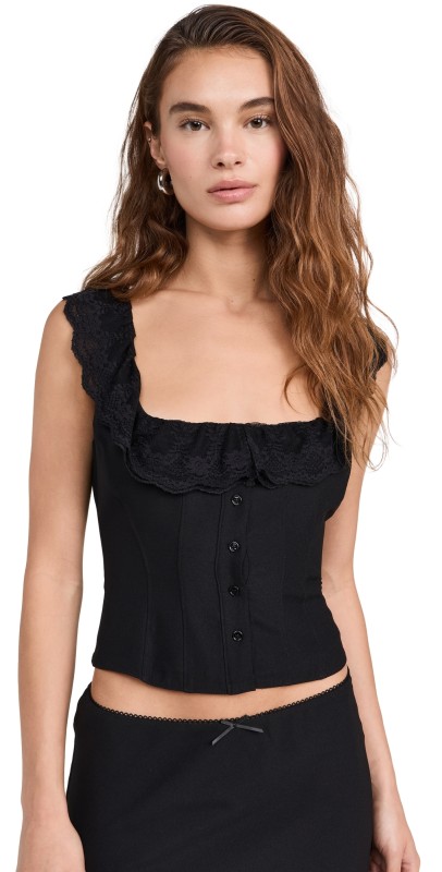 GUIZIO Paloma Lace Top Black