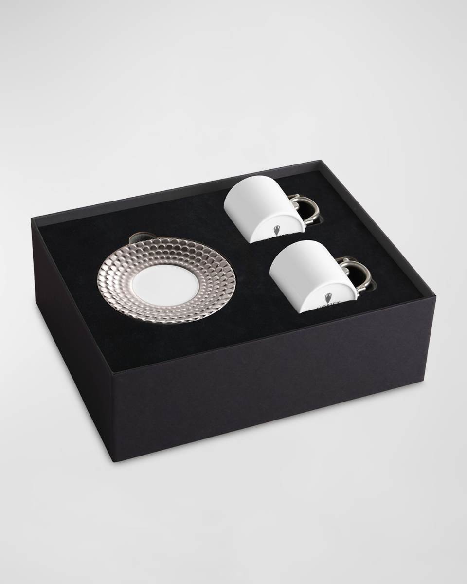 Aegean Silver 3-Piece Espresso Cup & Saucer Set