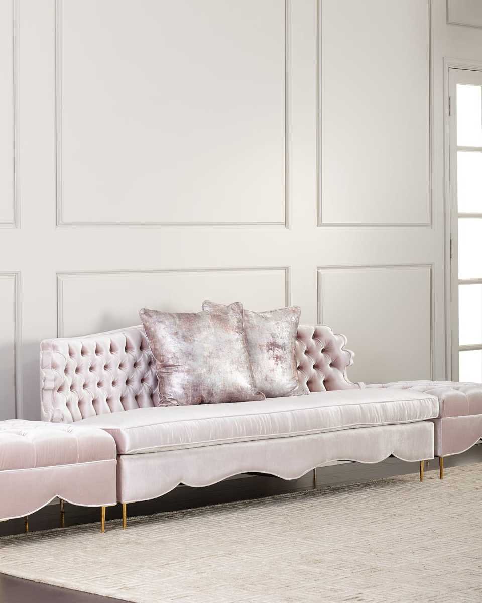 Valentina Sofa, 83" and Two Tufted Ottomans