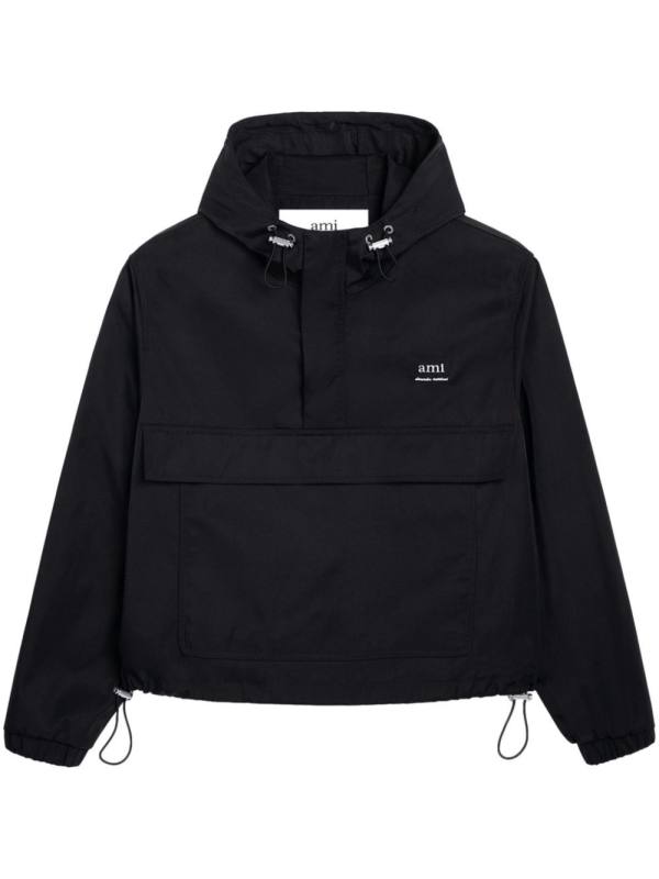 logo-lettering hooded jacket